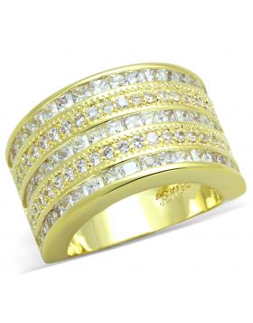 LO3395-5 - Brass Gold Ring AAA Grade CZ Clear