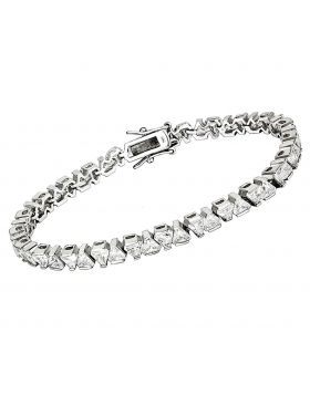 Bracelet,Brass,Rhodium,AAA Grade CZ,Clear