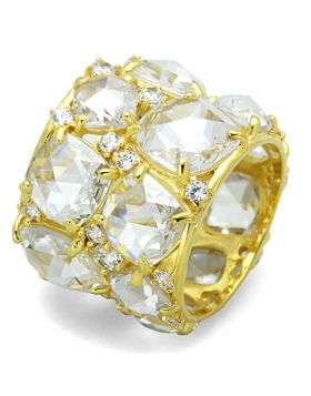 LOS765-6 - 925 Sterling Silver Gold Ring AAA Grade CZ Clear