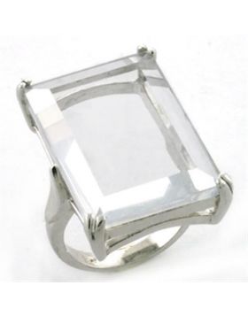 LOAS731-5 - 925 Sterling Silver Rhodium Ring Synthetic Clear
