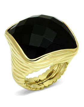 LO2519-5 - Brass Gold Ring AAA Grade CZ Jet