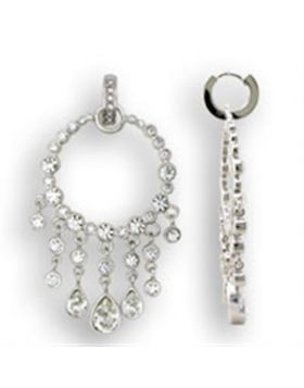 S37108 - 925 Sterling Silver Rhodium Earrings Top Grade Crystal Clear