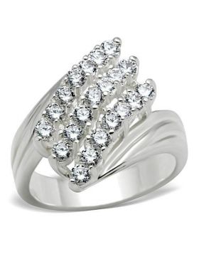 SS035-5 - 925 Sterling Silver Silver Ring AAA Grade CZ Clear