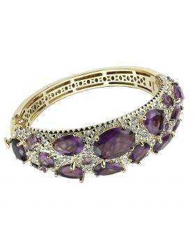 Bangle,Brass,Gold,Synthetic,Amethyst