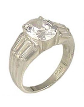 9B035-5 - 925 Sterling Silver High-Polished Ring AAA Grade CZ Clear