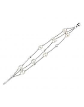 LOS781-7 - 925 Sterling Silver Rhodium Bracelet Synthetic White