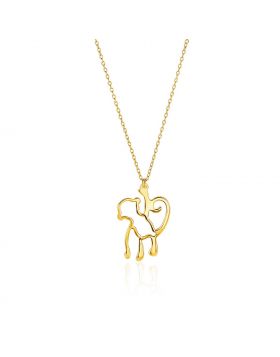 14k Yellow Gold Oval Link Necklace with Monkey Pendant