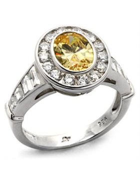 LOS031-10 - 925 Sterling Silver Rhodium Ring AAA Grade CZ Topaz