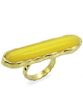 LO3584-9 - Brass Gold Ring Synthetic Topaz