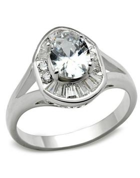 SS046-5 - 925 Sterling Silver Silver Ring AAA Grade CZ Clear