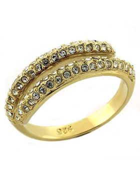 LOAS1224-5 - 925 Sterling Silver Gold Ring AAA Grade CZ Clear