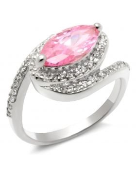 49509-5 - 925 Sterling Silver High-Polished Ring AAA Grade CZ Rose