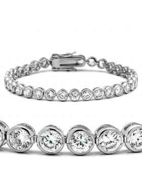 Bracelet,Brass,Rhodium,AAA Grade CZ,Clear