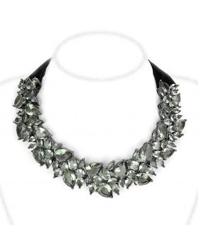 LO4208-14 - Brass TIN Cobalt Black Necklace Synthetic Black Diamond