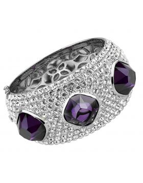 Bangle,Brass,Rhodium,AAA Grade CZ,Amethyst,Square