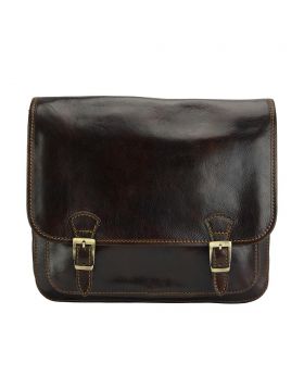 Palmira Leather Messenger Bag - Dark Brown