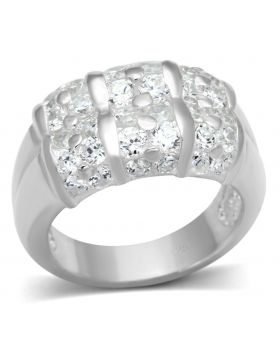 LOS630-7 - 925 Sterling Silver Silver Ring AAA Grade CZ Clear