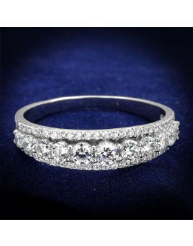 TS429-5 - 925 Sterling Silver Rhodium Ring AAA Grade CZ Clear