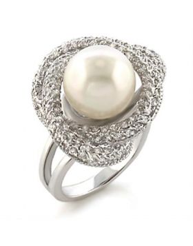 9W005-5 - Brass Rhodium Ring Synthetic White