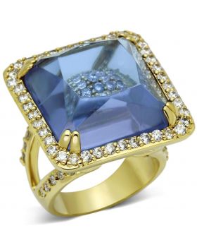LO2511-4 - Brass Gold Ring Synthetic Light Amethyst