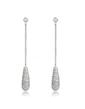 Earrings,Brass,Rhodium,AAA Grade CZ,Clear