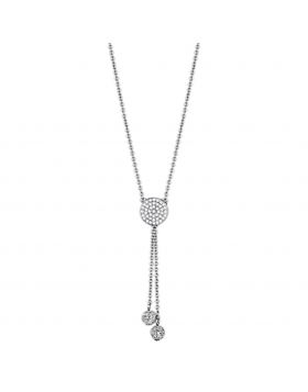 3W429-16 - Brass Rhodium Necklace AAA Grade CZ Clear