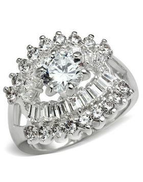 SS017-10 - 925 Sterling Silver Silver Ring AAA Grade CZ Clear