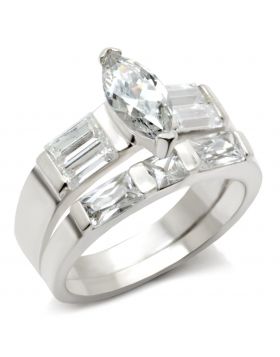 40911-8 - 925 Sterling Silver High-Polished Ring AAA Grade CZ Clear