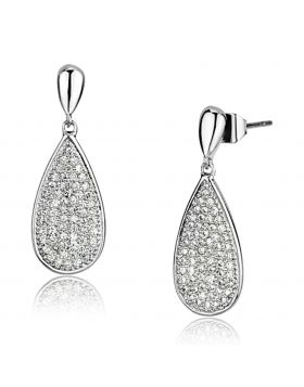 Earrings,Brass,Rhodium,AAA Grade CZ,Clear