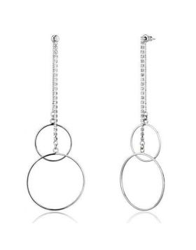 LOAS1067 - 925 Sterling Silver High-Polished Earrings Top Grade Crystal Clear