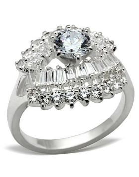 SS026-10 - 925 Sterling Silver Silver Ring AAA Grade CZ Clear