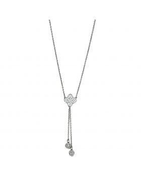 3W427-16 - Brass Rhodium Necklace AAA Grade CZ Clear