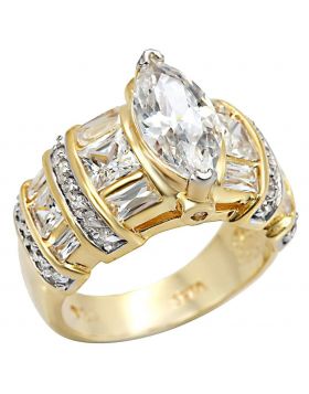 LOS414-10 - 925 Sterling Silver Gold+Rhodium Ring AAA Grade CZ Clear
