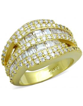 LO3407-5 - Brass Gold Ring AAA Grade CZ Clear