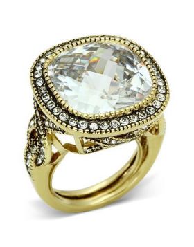LO2436-8 - Brass Gold Ring AAA Grade CZ Clear