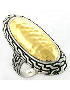 LOA652-5 - 925 Sterling Silver Gold+Rhodium Ring No Stone No Stone