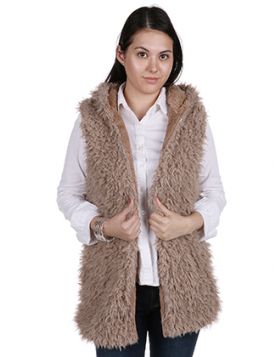 VEST SOFT FUR HOODED 29 INCH LONG X 52 1 2 INCH WIDE 