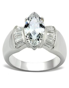 SS028-10 - 925 Sterling Silver Silver Ring AAA Grade CZ Clear