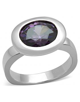 LOS749-7 - 925 Sterling Silver Silver Ring AAA Grade CZ Amethyst