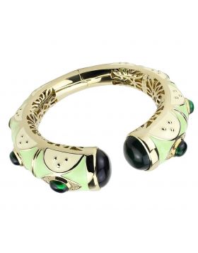 Bangle,Brass,Gold,Synthetic,Emerald