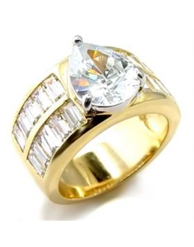 6X015-5 - Brass Gold+Rhodium Ring AAA Grade CZ Clear