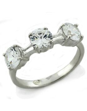 LOAS1189-5 - 925 Sterling Silver High-Polished Ring AAA Grade CZ Clear