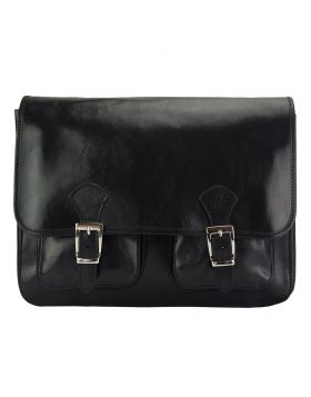Pamela Leather Messenger Bag - Black