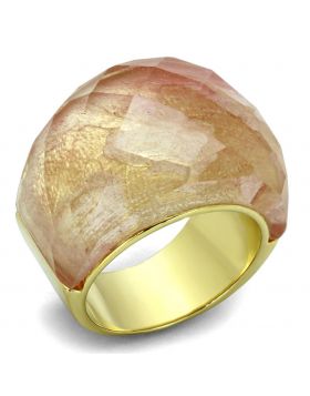 LO3582-6 - Brass Gold Ring Synthetic Light Peach