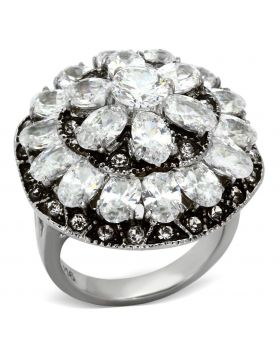 TK1016-5 - Stainless Steel High polished (no plating) Ring AAA Grade CZ Clear