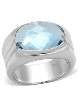 LOS735-7 - 925 Sterling Silver Silver Ring Synthetic Sea Blue