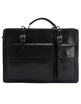 Daniele GM leather briefcase - Navy blue