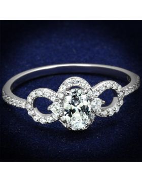 TS486-5 - 925 Sterling Silver Rhodium Ring AAA Grade CZ Clear