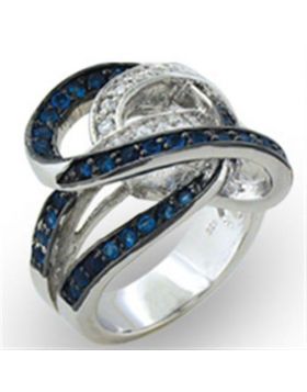 37711-5 - 925 Sterling Silver Rhodium + Ruthenium Ring Synthetic Sapphire