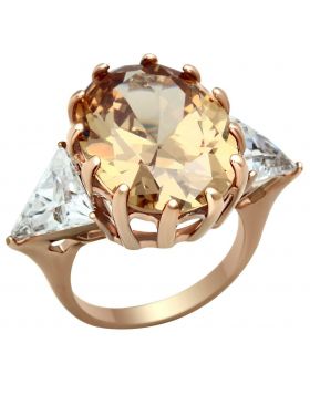 GL243-5 - Brass IP Rose Gold(Ion Plating) Ring AAA Grade CZ Champagne